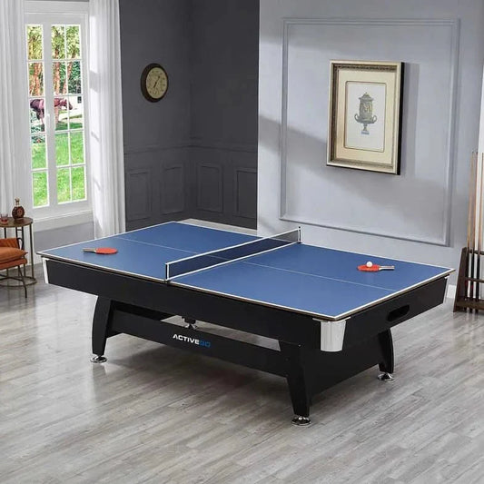 ActiveGo BreakShot 8ft High Speed Velvet Cloth Pool and Billiards Table with Ball Return, Solid Legs, 3-IN-1 Top for Table Tennis, full table Table Tennis and Pool Pool Cues, Balls and Accessories Included