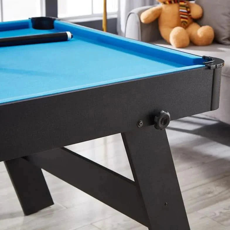 ActiveGo BreakShot Fold Up High-speed blue velvet cloth Pool and Billiards Table, Comes with 8/9 Ball Set, Triangle, 2 Wooden Pool Cues, Surface Brush and 2 Tip Chalks