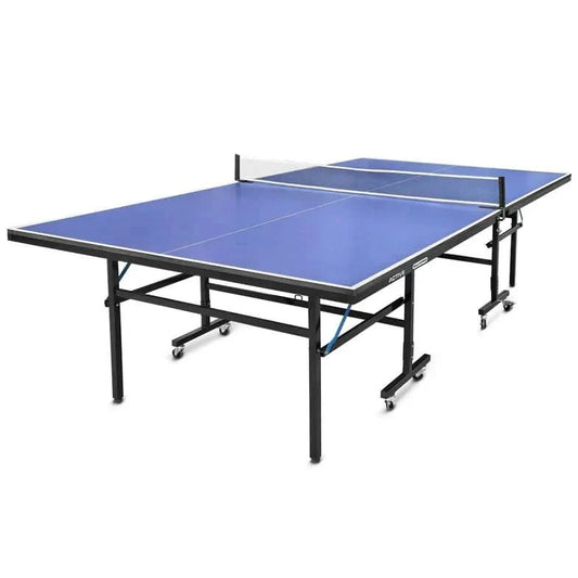 ActiveGo RallyStrike Steel Framed, Regulation Sized, Foldable Table Tennis Ping Pong Table with Roll Away Design, Bats, Net and Ball Included