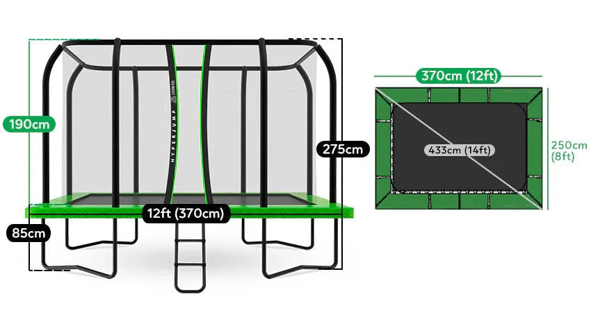 Lifespan Kids 12ft x 8ft HyperJump Rectangle Spring Trampoline