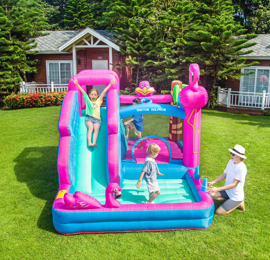 Flamingo Fun Inflatable with Slide and Pool (72044)