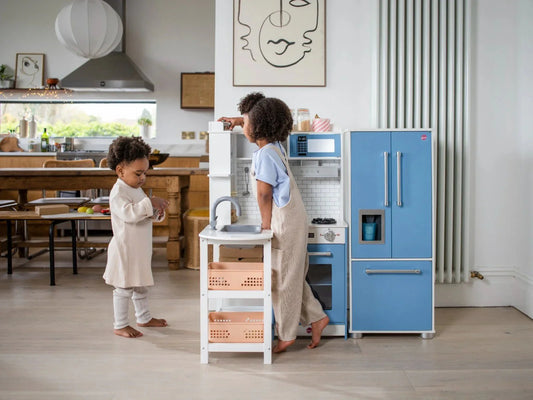 Penne Pantry Wooden Corner Kitchen with Fridge – Berry Blue