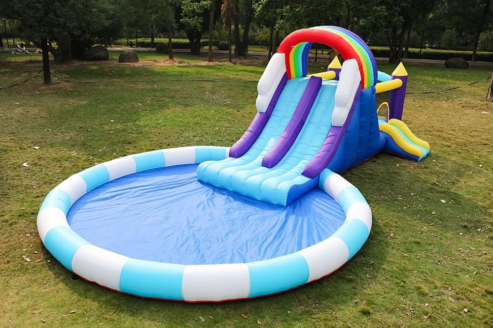Rainbow Pool and Bounce Castle with Dual Slides / Ball Pit (63102)