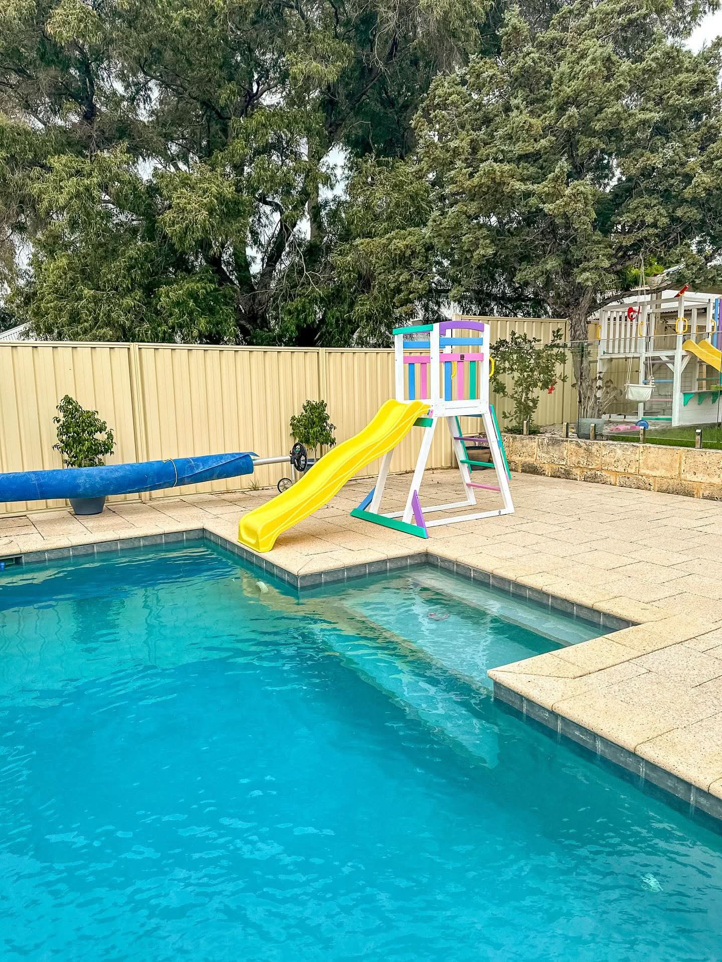 Pool Slide 2.2m with Wooden Frame - Choose your colour slide