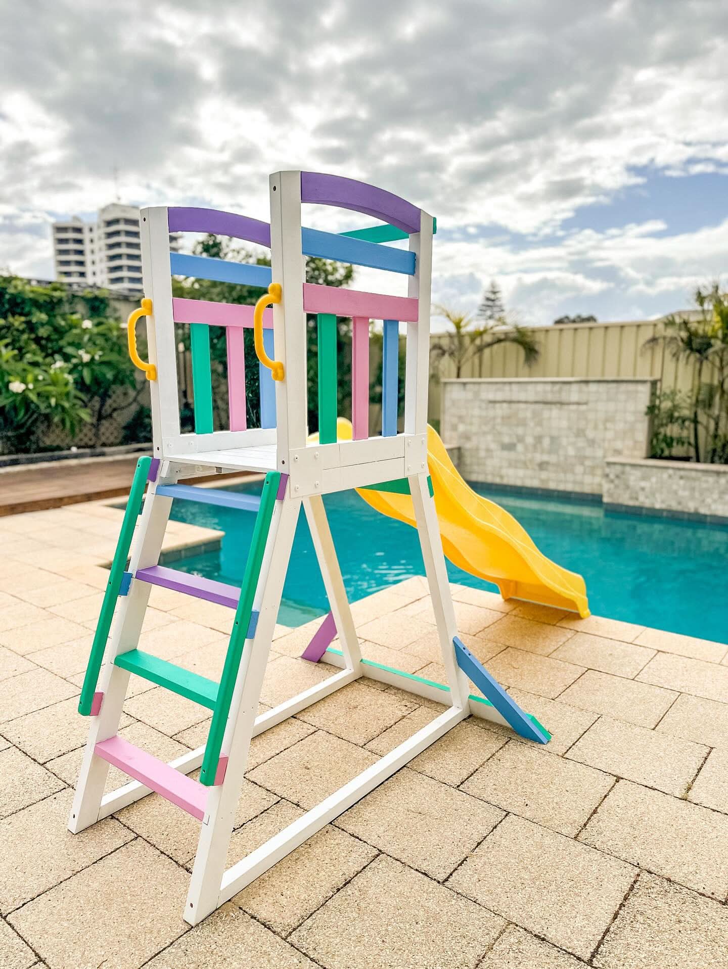 Pool Slide 2.2m with Wooden Frame - Choose your colour slide