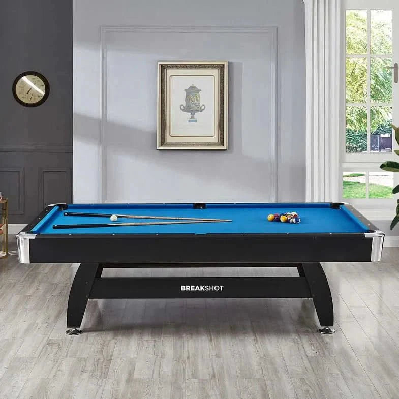 ActiveGo BreakShot 7ft High Speed Velvet Cloth Pool and Billiards Table with Ball Return, Solid Legs, 3-IN-1 Top for Table Tennis, full table Table Tennis and Pool  Pool Cues, Balls and Accessories Included