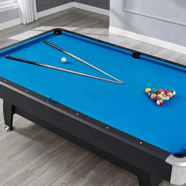 ActiveGo BreakShot 7ft High Speed Velvet Cloth Pool and Billiards Table with Ball Return, Solid Legs, 3-IN-1 Top for Table Tennis, full table Table Tennis and Pool  Pool Cues, Balls and Accessories Included
