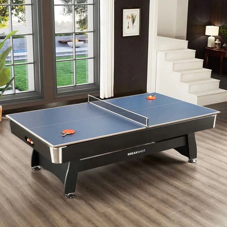 ActiveGo BreakShot 7ft High Speed Velvet Cloth Pool and Billiards Table with Ball Return, Solid Legs, 3-IN-1 Top for Table Tennis, full table Table Tennis and Pool  Pool Cues, Balls and Accessories Included