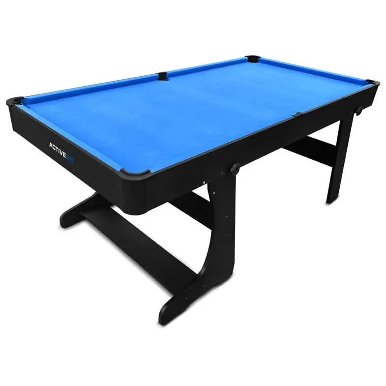 ActiveGo BreakShot Fold Up High-speed blue velvet cloth Pool and Billiards Table, Comes with 8/9 Ball Set, Triangle, 2 Wooden Pool Cues, Surface Brush and 2 Tip Chalks