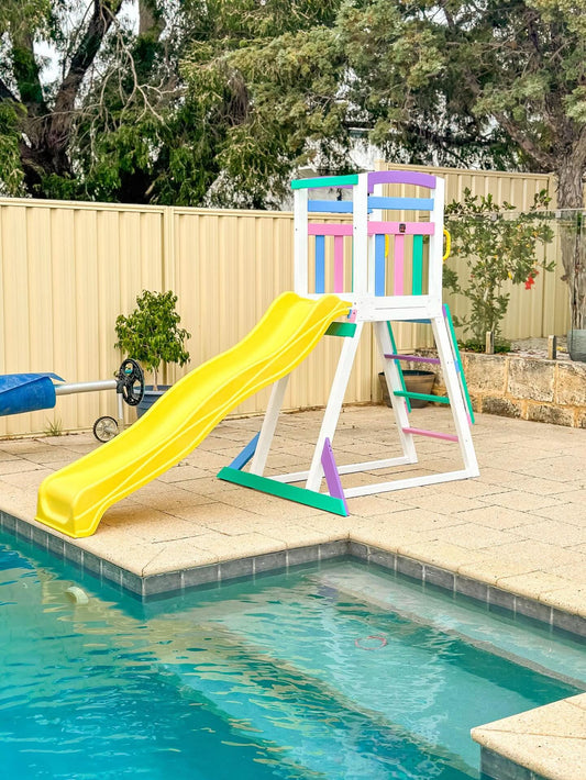 Pool Slide 2.2m with Wooden Frame - Choose your colour slide