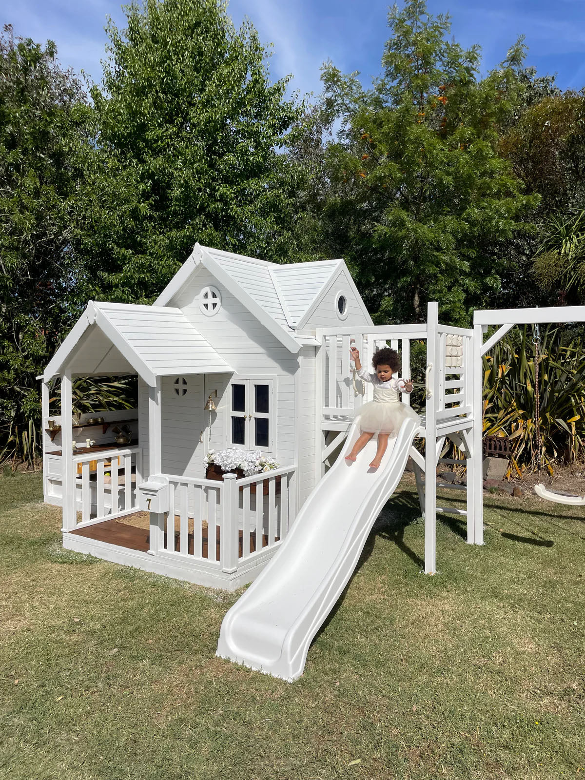 Jolly Shack Cubby House with Mud Kitchen & Swing Set