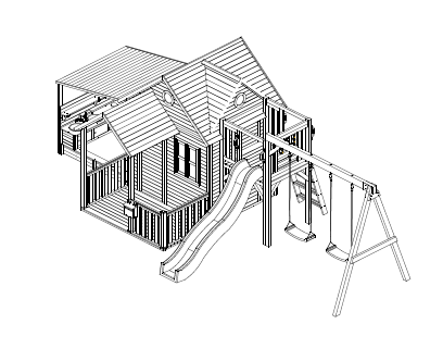 Jolly Shack Cubby House with Mud Kitchen & Swing Set