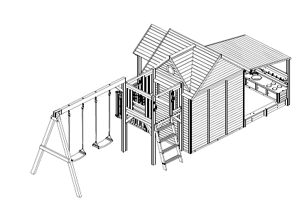 Jolly Shack Cubby House with Mud Kitchen & Swing Set