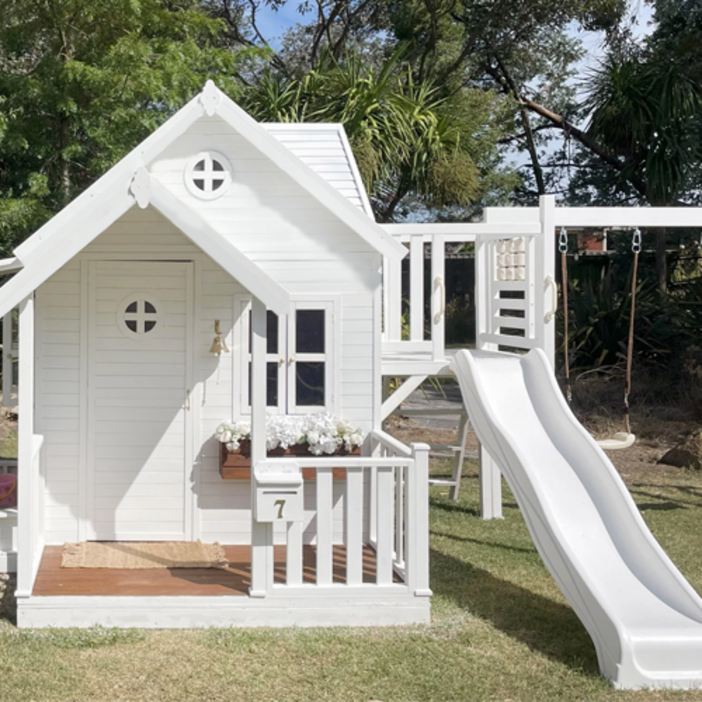 Jolly Shack Cubby House with Mud Kitchen & Swing Set