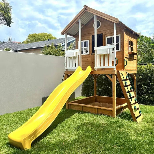 Lifespan Kids Winchester Cubby House with 1.45m Elevation Platform and 3m Yellow Slide