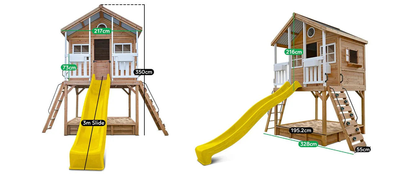 Lifespan Kids Winchester Cubby House with 1.45m Elevation Platform and 3m Yellow Slide