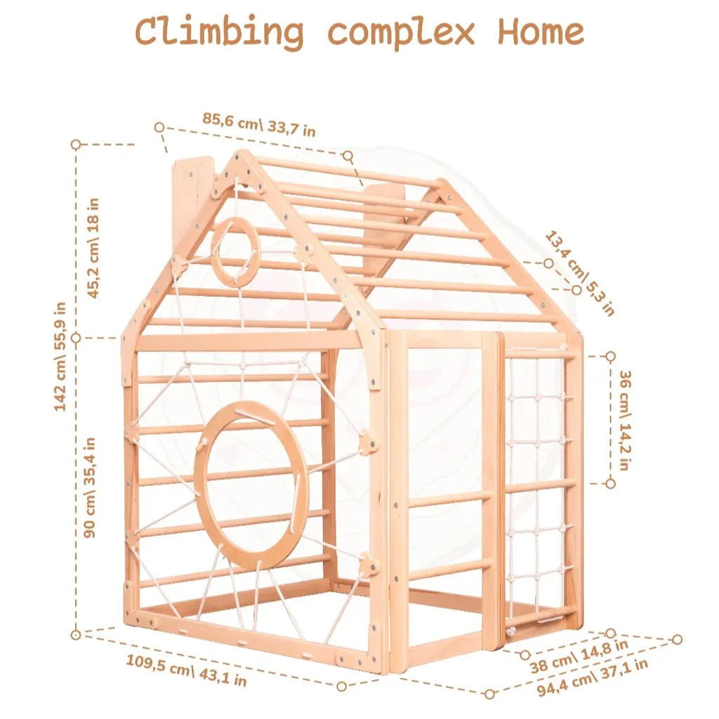 Scandinavian Wooden Climbing Playhouse