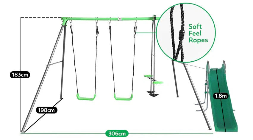 Lifespan Kids Hurley 2 Metal Swing Set with Slide