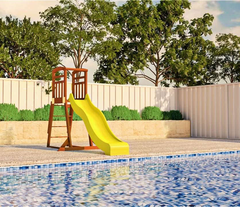 Pool Slide 2.2m with Wooden Frame - Choose your colour slide