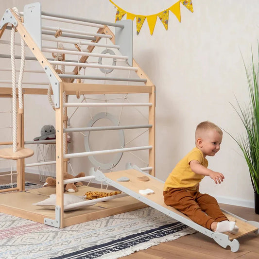 Scandinavian Wooden Climbing Playhouse