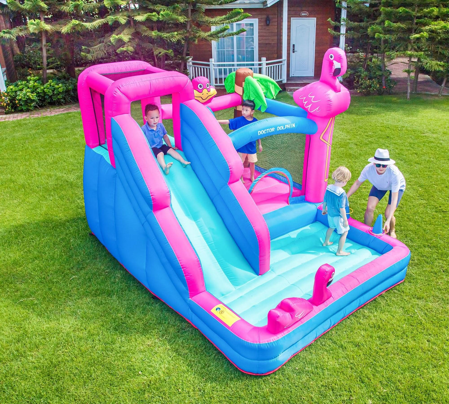 Flamingo Fun Inflatable with Slide and Pool (72044)
