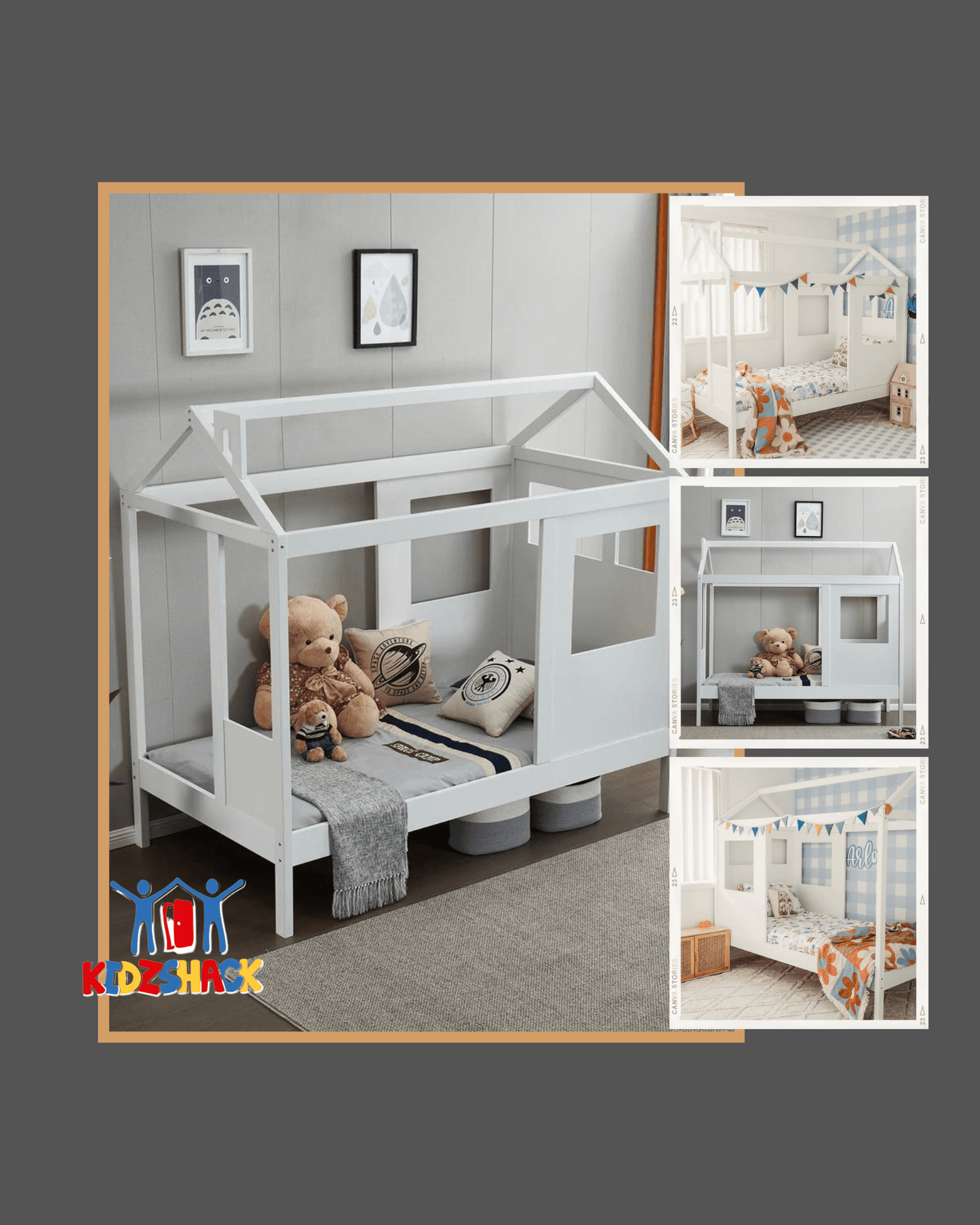 SLEEPY TIME KIDS House Bed - King Single WHITE