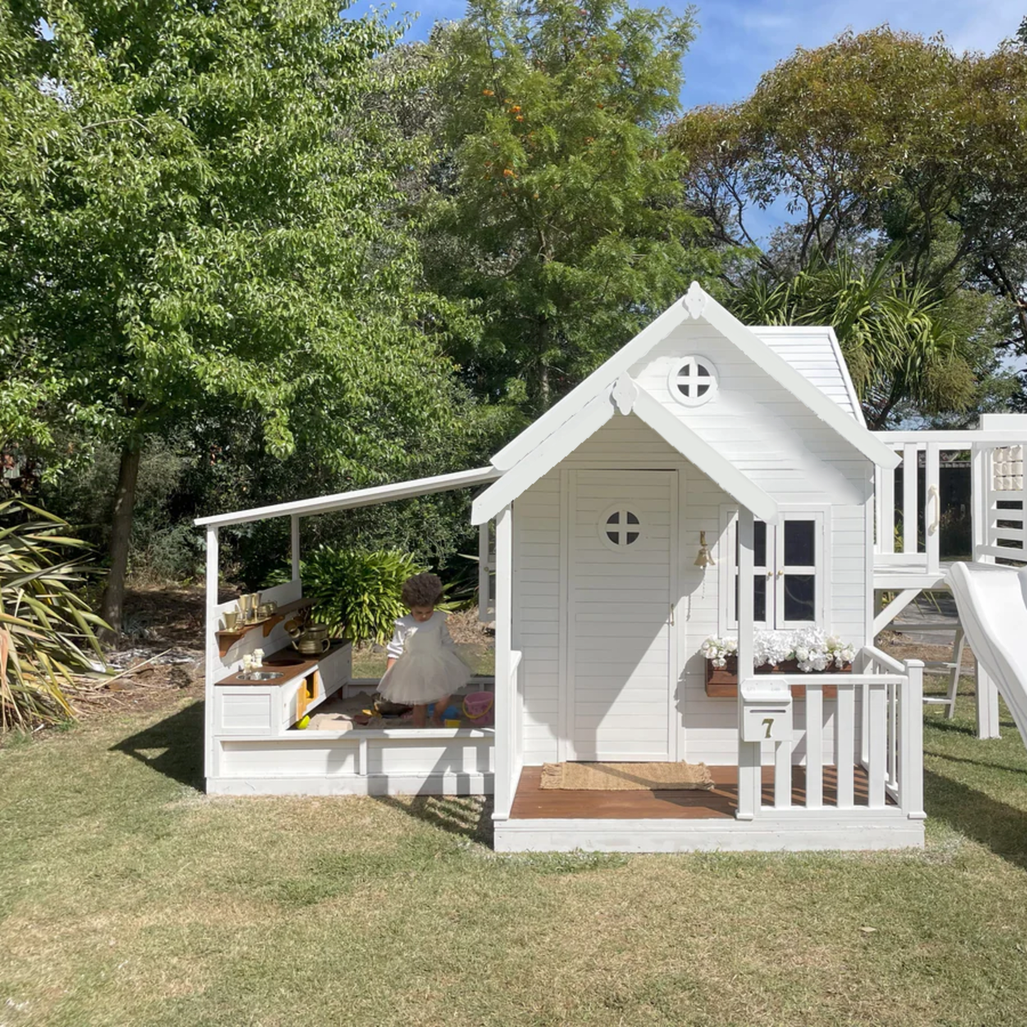Jolly Shack Cubby House with Mud Kitchen & Swing Set
